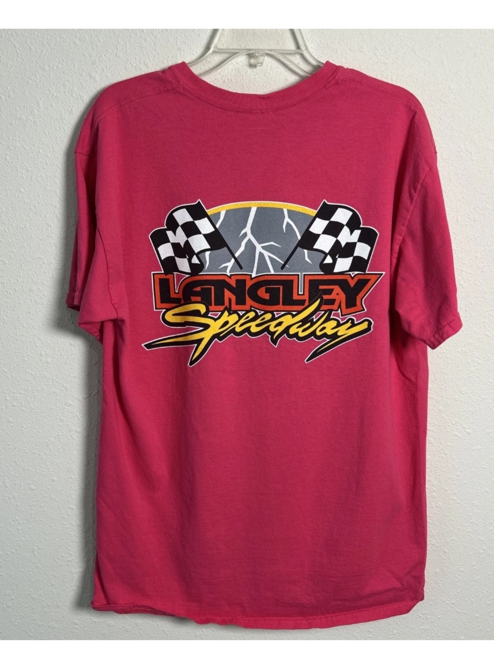 Langley Speedway Virginia NASCAR Racing T-Shirt Pink Adult Size Large Gildan